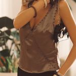12th Tribe  Ashby Taupe Satin Studded Tank Top Photo 0