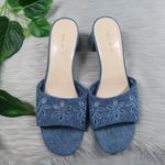 Nine West Denim Blue Lidey Eyelet Slide Block Heel Sandals Women's Size 11 Photo 5