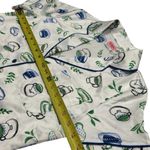 Kate Spade  Blue Green Novelty Coffee Print Satin Pajama Top Cozy Feminine XS Photo 8