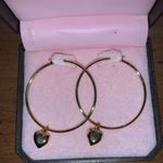 Juicy Couture Retro  Pam & Gela Gold Dangling Hoop Heart Charm Earrings Photo 2