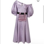 Natasha Zinko Women's‎ Purple Checkered 100% Cotton Midi Dress US8 Size 8 Photo 2