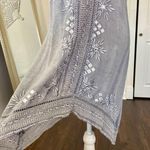 Raya Sun Silver Gray Sequin Y2K Witchy Boho Embroidered Asymmetric Midi Dress XL Photo 3