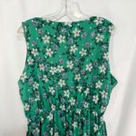 Adrienne Vittadini XL Dress Green Floral Metallic Belted Crepe Sleeveless 1227 Photo 4