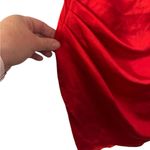 Mable Red Mini Satin with Spaghetti Straps Cowl‎ Neck Christmas Holiday Dress Photo 1