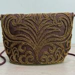Vintage Walbaeg Beaded Satin Evening Bag Dressy Formal Purse Brown Crossbody Photo 5