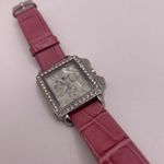 Working Women’s CANNES Pink Leather Band Rhinestone Silver Tone Bezel Watch Photo 1