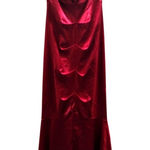 Camille La Vie  Size 2 Red Ruched Satin Sweetheart Mermaid Dress Prom Gown Photo 0