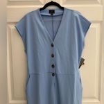 Worthington baby blue Jumpsuit Wide Leg Button Front Belted Casual Size 10 NWT Photo 2