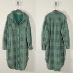 Free People  Plaid Long Ruby Jacket in Sage Combo Size XS Grunge Distressed Photo 2