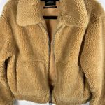 Urban Outfitters  UO‎ Cropped Teddy Jacket Fleece Deep Pile Sherpa Brown Size XS Photo 5