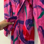 Flora Kung Vintage Silk Jacquard Floral Print Faux Wrap V Neck Midi Dress Pink Size 4 Photo 12