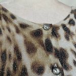 Joseph A Leopard Glitter Cardigan Womens Sweater Sz L Y2K Crystal Bling Glam Photo 9