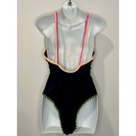 GIanni Bini Black with Neon Multicolor Crochet Trim One Piece Swimsuit Sz L NWT! Size L Photo 2