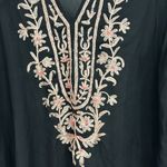 Blue Island  Large Black, Cream, Pink Long Sleeve Embroidered Beach Coverup Tunic Photo 5