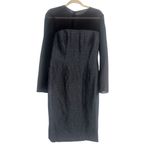 ✨Escada Metallic Grey Wool Blend Sheer Yoke Dariello Pencil Sz 36/6 Dress✨ Black Photo 6