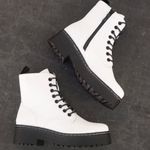 White Lace Up Combat Boots Size 8.5 Photo 0