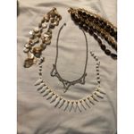 Lot of 4 Necklaces Rhinestone Shell Beads & Crystal Pendant White Photo 1