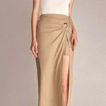J.ING Jing Beige Linen & Cotton Midi Skirt Size XS NWT Tan Photo 4