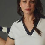 STAUD M Volley Polo Golf Tennis Core V-neck short sleeves Top Preppy Luxury Tee Photo 0