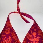 Surf Style  Pink Coral Floral Halter Bikini Swim Bathing Suit Top Women's Medium Photo 2