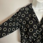 Betsey Johnson  Cropped Blouse Black Circle Pattern‎ Tie Front Rayon Size Medium Photo 14