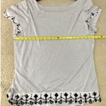 ECI  Woman Silver Shimmer Short Sleeve Blouse with Black Beaded Trim - Size 20 Photo 10