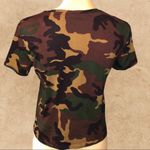 Camouflage crop top with fun sayings on front! Brown Size M Photo 3