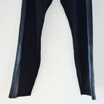 Umgee Black Faux Leather Side Stripe Pull On Elastic Waist High Rise Leggings Photo 2