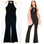 Line and Dot Freya Jumpsuit Halter Tie Wide Flare Leg Black Sleeveless Women's L Photo 1