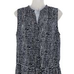 Hilary Radley Sleeveless Split Neck Sheer Tunic Dress Button Front Black Sz 10 Photo 2