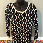 80s Zig Zag Emerald Sweater Bedazzled Medium Black Photo 0