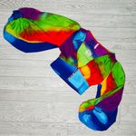 Truth tie dye rainbow balloon sleeve button front cropped shirt / top festival m Blue Size M Photo 6