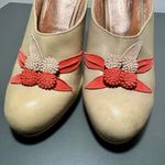 ANTHROPOLOGIE MISS ALBRIGHT Retro Colorblock Ankle Strap Heels Orange Size 7 Photo 3