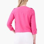 Nic+Zoe  Rumba Linen Blend Moto Jacket‎ Pink  L Organic Linen   $188 Photo 2