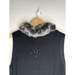 Vtg CJ Banks Womens 2X Sweater Vest Faux Fur Collar Sleeveless Snowflake Beads Black Photo 4