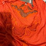 Free People  Orange Embroidered mesh Top M Photo 9