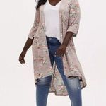 Torrid Floral Kimono Duster Open Cardigan Size M/L 00 Hi Low Coverup Boho Hippie Photo 0