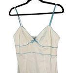 Cotton Express Express Vintage 90s White Blue Lace Bow Trim Babydoll Dress Midi Size 8 Photo 4