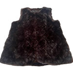 Talbots  Faux Fur Vest Womens‎ S Chocolate Brown Quilted Open Front Photo 0