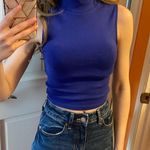 ZARA NWT Dark Blue Mock Neck Sleeveless Top Photo 5