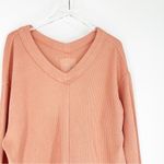 Aerie Ribbed V-Neck Pullover S Orange Photo 2