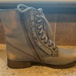 Betsey Johnson Distressed Lace Up Baby Blue Ruffle Side Zipper Combat Boots 6.5 Photo 1