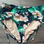 Kona Sol  Floral High Waist Bikini Bottoms Ruched Tie Sides Plus Size‎ 14W Photo 0