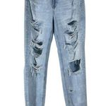 American Eagle  Jeans Womens 4 Light Wash Distressed Cropped Mom High Rise Photo 0