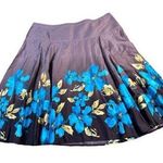Jones Wear Floral A-Line Skirt with Vibrant Blue Flowers and Gold Leaves Size 18 Photo 0