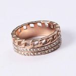 Rose gold ring chain ring cubic zirconia ring rose gold chain ring stacking ring Photo 0