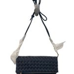 Sole Society Nwt Woven Crossbody Bag Blue Foldover Zip Chain Shoulder Small Photo 1