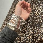 Free People NWT  White Leather Silver Chain Layered Bracelet Photo 2