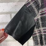 St. John  Plaid Mohair Wool Blend Leather Trim Short Sleeve Sweater Size L Photo 3