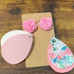 None Women's Floral Earring Set Pink Rose Studs Rose Dangles Teardrop Dangles Fashion Photo 7